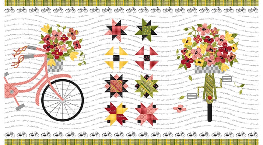 Petals & Pedals - Bikes Black - per yard - by Jill Finley for Riley Blake Designs -Bicycles - C11143 BLACK