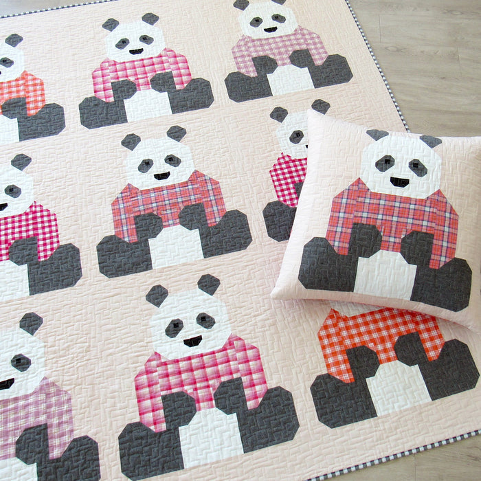 elizabeth hartman quilt pattern - panda quilt pattern - pillow pattern - bed quilt