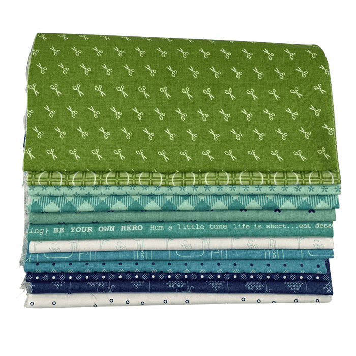 Bee Basics by Lori Holt - Fat Quarter Bundle (12) 18" x 22" pieces - Riley Blake - Bee Happy - Lori Holt Cool Colors FQ bundle - RebsFabStash