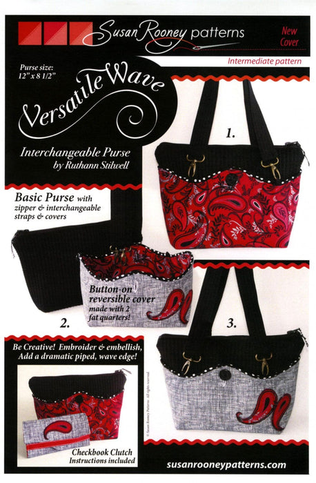 Versatile Wave - Purse PATTERN - by Ruthann Stilwell for Susan Rooney Patterns - Interchangeable Purse - RAVW10.5-Patterns-RebsFabStash