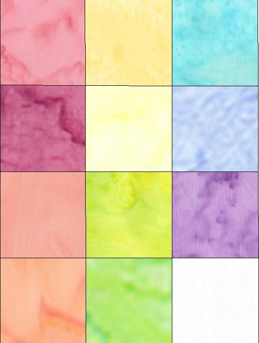 Lava Solid Batik PROMO Fat Quarter Bundle - RAINBOW PASTEL- (12) 18" x 21" pieces - Anthology - Batik Basics