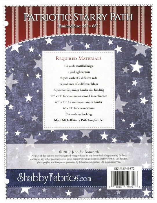 Patriotic Starry Path - Quilt PATTERN - by Jennifer Bosworth for Shabby Fabrics - 55" x 68" - Patriotic - Quilts of Valor QOV - SF49872