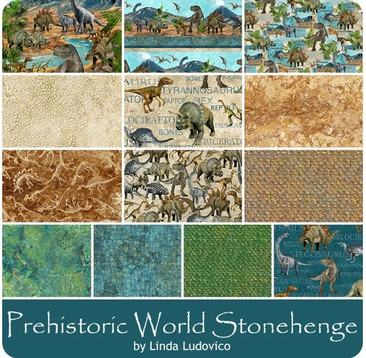 On The Block Quilt - Prehistoric Days Collection - by Ladeebug Designs - Features Prehistoric World fabric by Linda Ludovico for Northcott - RebsFabStash