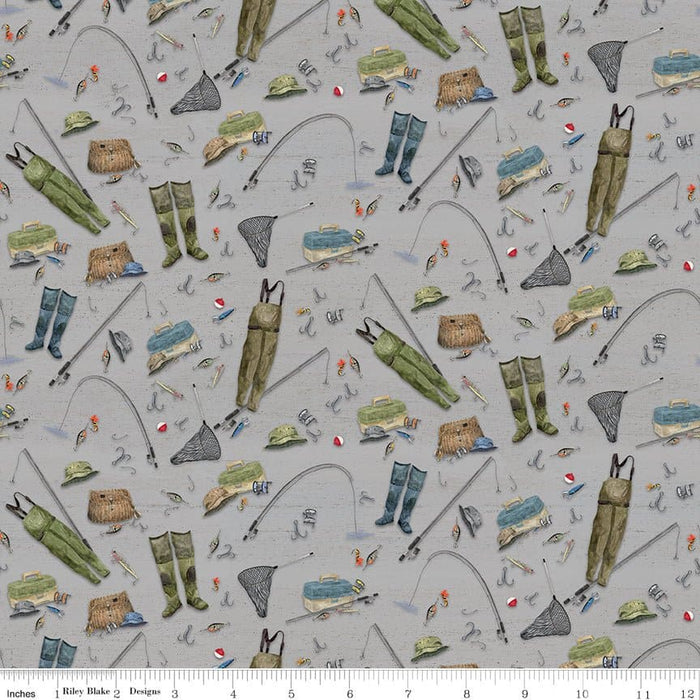 At The Lake - Dots - Hunter - per yard - by Tara Reed - for Riley Blake Designs - Outdoors, Fishing - C10554-HUNTER - RebsFabStash