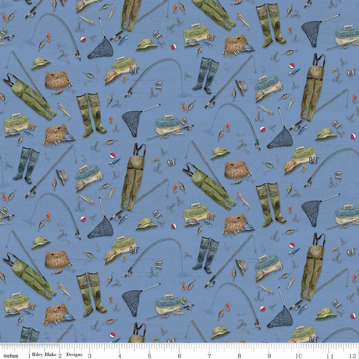 At The Lake - Dots - Hunter - per yard - by Tara Reed - for Riley Blake Designs - Outdoors, Fishing - C10554-HUNTER - RebsFabStash