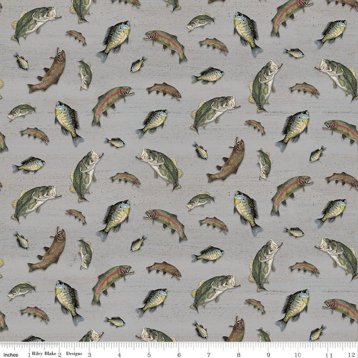 At The Lake - Dots - Hunter - per yard - by Tara Reed - for Riley Blake Designs - Outdoors, Fishing - C10554-HUNTER - RebsFabStash