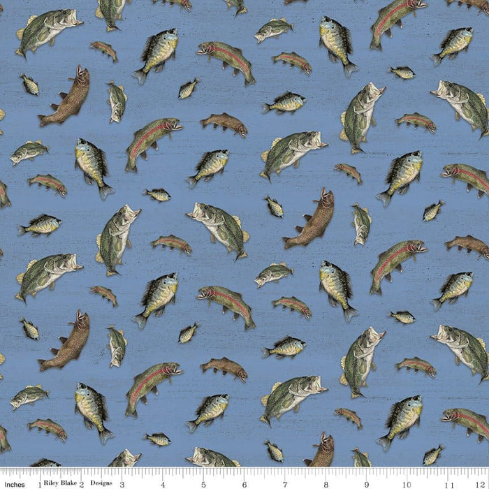 At The Lake - Dots - Hunter - per yard - by Tara Reed - for Riley Blake Designs - Outdoors, Fishing - C10554-HUNTER - RebsFabStash