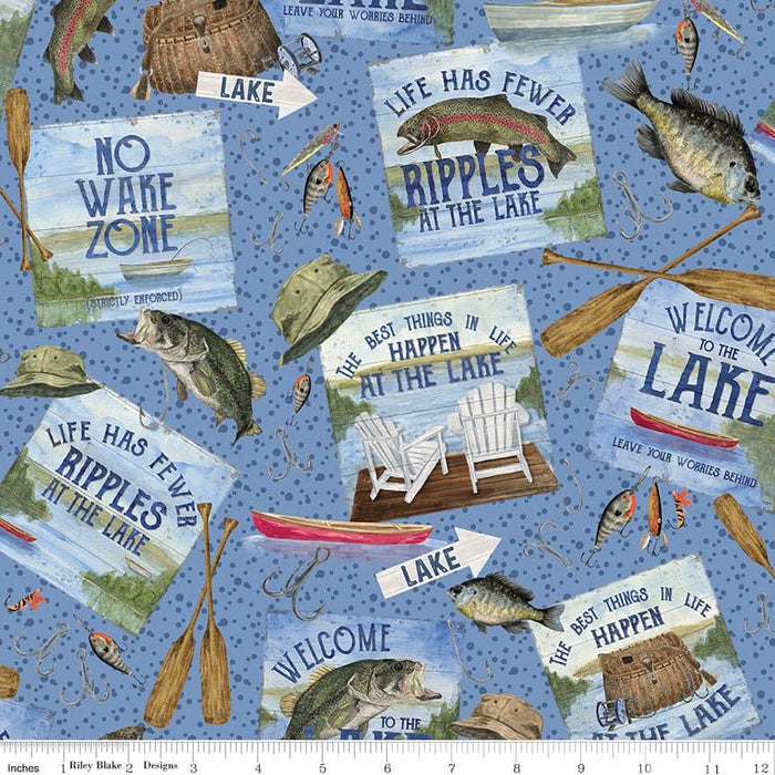 At The Lake - Dots - Hunter - per yard - by Tara Reed - for Riley Blake Designs - Outdoors, Fishing - C10554-HUNTER - RebsFabStash