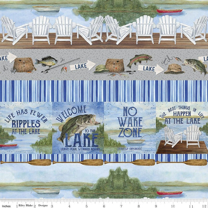 At The Lake - Fish - Navy - per yard - by Tara Reed - for Riley Blake Designs - Outdoors, Fishing - C10552-NAVY - RebsFabStash