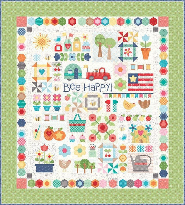 Bee Backings! - Quilt Back Fabric - Riley Blake - by Lori Holt - 108" wide Plaid on navy blue WB 6422 - RebsFabStash