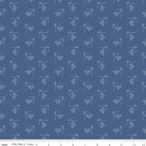 Bee Basics Per Yard - Basics Heart - per YARD - by Lori Holt - Riley Blake Designs - 6401 BLUE - RebsFabStash