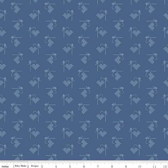 Bee Basics Per Yard - Basics Polka Dot - per YARD - by Lori Holt - Riley Blake Designs - 6405 DENIM - RebsFabStash