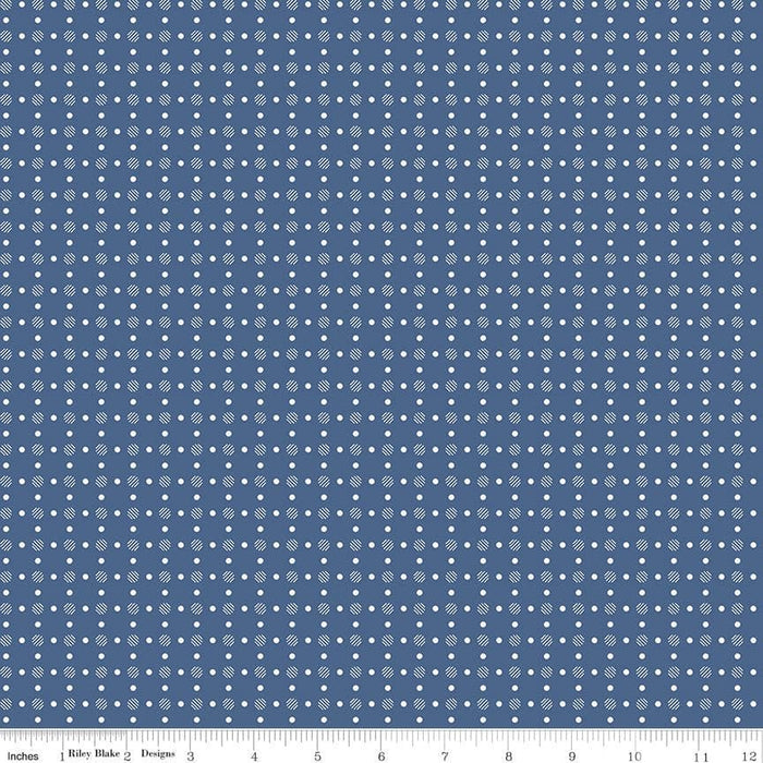 Bee Basics Per Yard - Basics Polka Dot - per YARD - by Lori Holt - Riley Blake Designs - 6405 DENIM - RebsFabStash