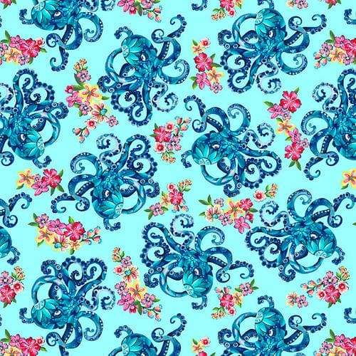 Blooming Ocean - Digital - Dolphin Toss - by the yard - by Pam Vale for Studio E - 5406-71 - Blue - RebsFabStash