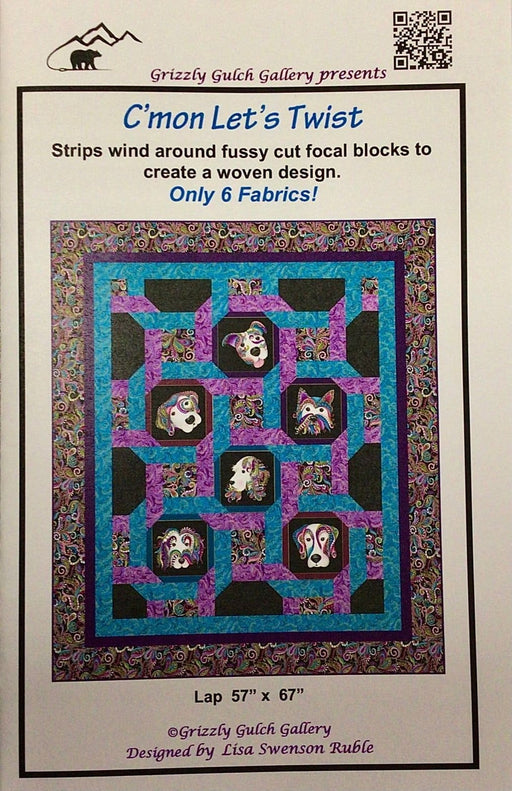 C'mon Let's Twist - Quilt Pattern - uses Dog On it fabrics by Ann Lauer for Benartex - Grizzly Gulch Gallery - Lap Size - RebsFabStash