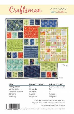 Craftsman - Quilt PATTERN - by Amy Smart - Diary of a Quilter.com - pieced - fat quarter friendly - DQ-1601 - RebsFabStash