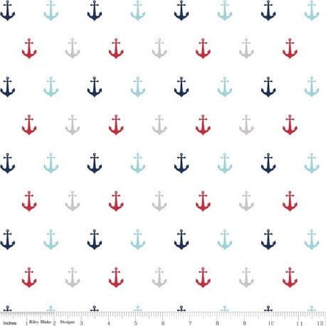 Designer Double Gauze - Anchors - Multi - per yard - Riley Blake Designs- Lightweight, Sea, 56/57" wide - G585-MULTI - RebsFabStash