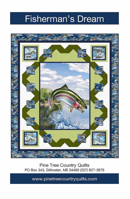 Fisherman's Dream - PATTERN - by Sue Harvey & Sandy Boobar for Pine Tree Country Quilts - Uses Artworks XV fabric collection by Quilting Treasures - 50" x 58" - RebsFabStash