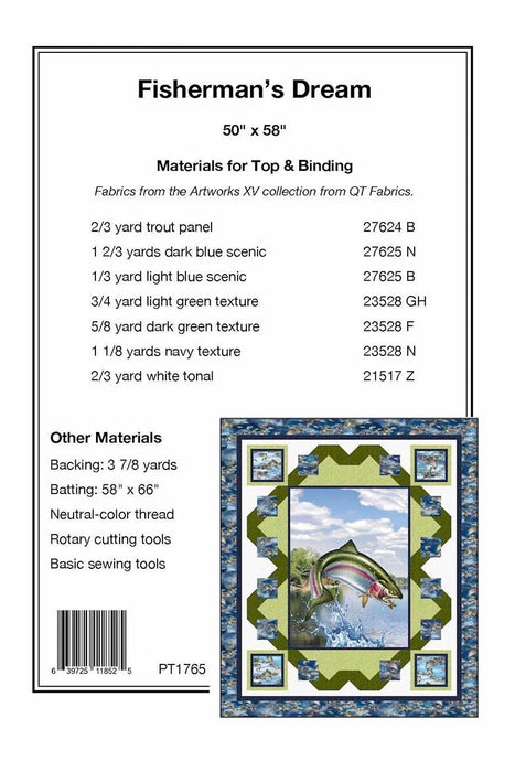 Fisherman's Dream - PATTERN - by Sue Harvey & Sandy Boobar for Pine Tree Country Quilts - Uses Artworks XV fabric collection by Quilting Treasures - 50" x 58" - RebsFabStash