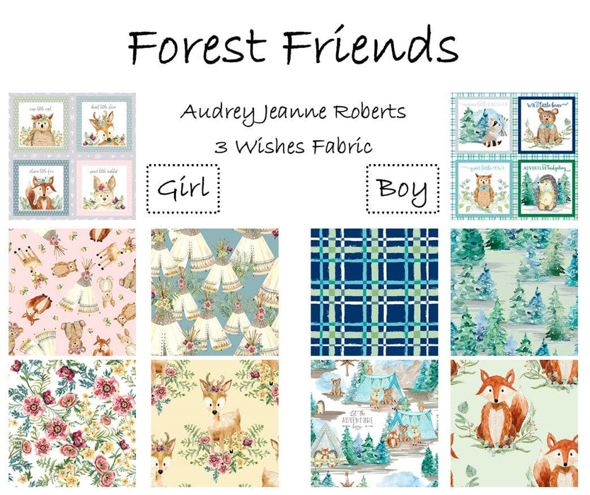 Forest Friends - Girl - Tossed Animals - Per Yard - by Audrey Jeanne Roberts for 3 Wishes - 18673-PNK