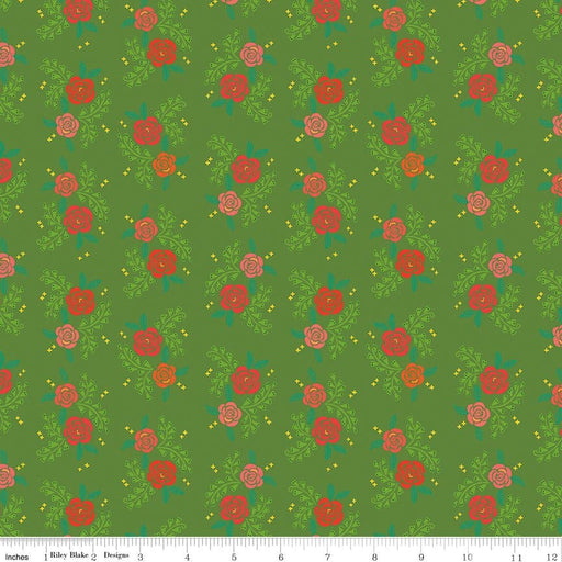 Indigo Garden - Green Rose Cluster - per yard - by Heather Peterson - for Riley Blake Designs - C11275-GREEN - RebsFabStash
