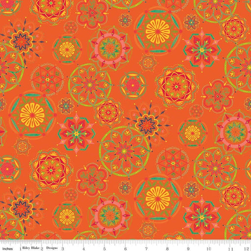 Indigo Garden - Orange Mandala - per yard - by Heather Peterson - for Riley Blake Designs - C11271-ORANGE - RebsFabStash