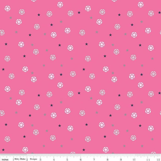 J is for Jeep - per yard - Official Licensed product - Riley Blake - brand stars pink sparkle (brand stars on pink) - RebsFabStash