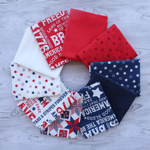 Let Freedom Soar - PROMO Fat Quarter Bundle - (10) 18" x 21" pieces - by Tara Reed - for Riley Blake - America, Patriotic - RebsFabStash