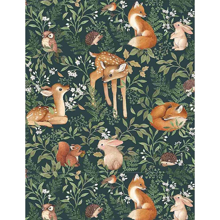Little Fawn & Friends - Hedgehogs - Per Yard - by Nina Stajner for Dear Stella - Hedgehogs, Wildlife, Floral - STELLA-DNS1909 CREAM - RebsFabStash