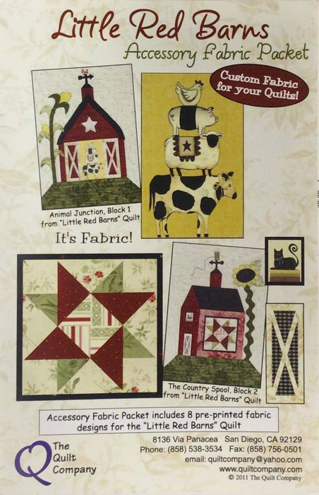 Little Red Barns Accessory Fabric Packet - 8 Preprinted Fabric Designs for the "Little Red Barns" Quilt - Melissa Harris & Arlene Stamper - RebsFabStash