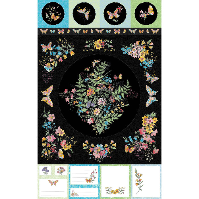 Meadow Edge - Meadow Toile - Per Yard - by Maywood Studio - Floral, Butterflies - Tonal, Blender - Pink - MASD10006-P