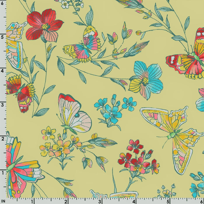 Meadow Edge - Vine Stripe - Per Yard - by Maywood Studio - Floral, Butterflies - Tonal, Blender - Black - MASD10008-J