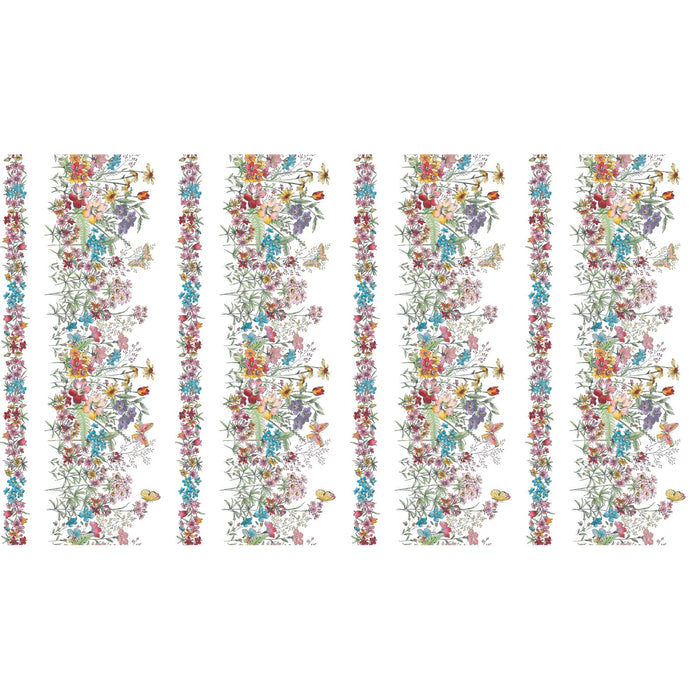 Meadow Edge - Large Meadow Flower - Per Yard - by Maywood Studio - Floral, Butterflies - White - MASD10002-W