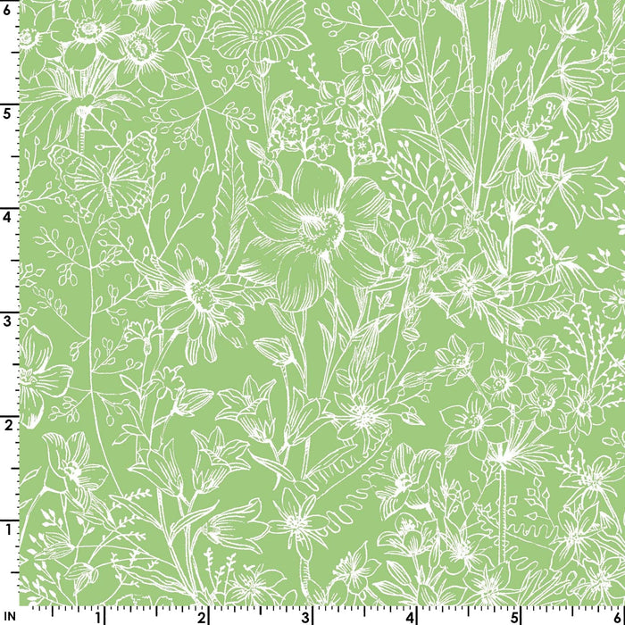 Meadow Edge - Vine Stripe - Per Yard - by Maywood Studio - Floral, Butterflies - Tonal, Blender - Black - MASD10008-J