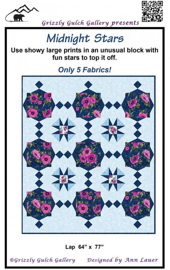 Midnight Stars Quilt Pattern by Ann Lauer - Lap Quilt pattern - Grizzl ...