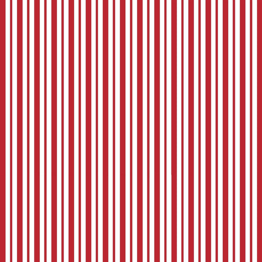 Mini Awning Stripe- Per Yard- Kimberbell Basics - Maywood Studio - MAS 8249-R - Red Stripe on White - RebsFabStash