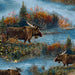 Moose Country - per yard - Jim Hansel - JQ Licensing - Quilting Treasures - Digital Print - Argyle - Blue - RebsFabStash