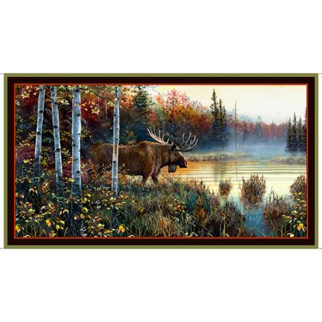 Moose Country - per yard - Jim Hansel - JQ Licensing - Quilting Treasures - Digital Print - Moose Scenic - Blue - RebsFabStash