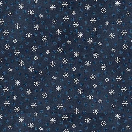 My Red Wagon - per yard - by Debbie Busby - Henry Glass - Small Snowflakes - 2547-77 Navy - RebsFabStash