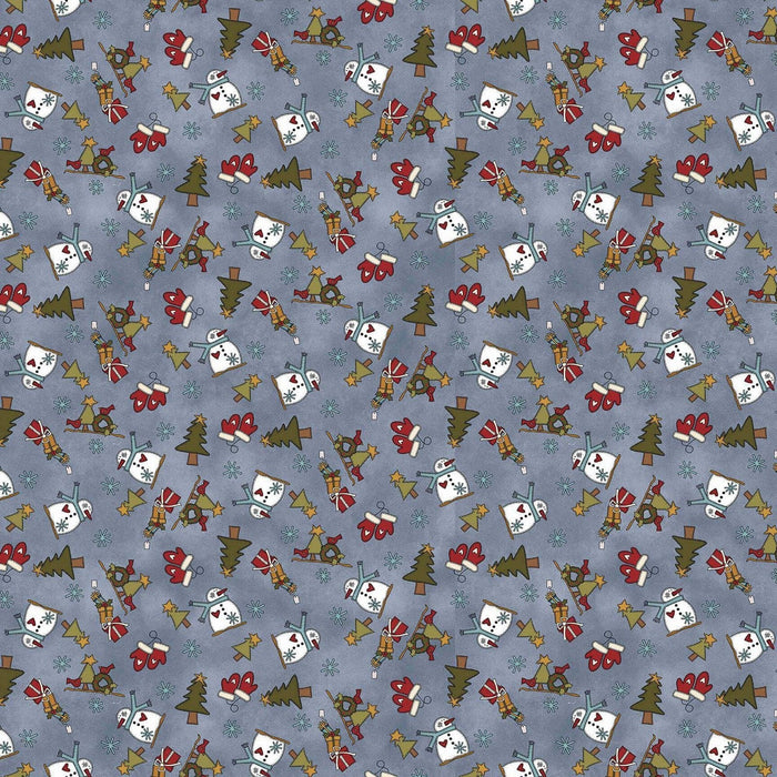 My Red Wagon - per yard - by Debbie Busby - Henry Glass - Small Snowflakes - 2547-77 Navy - RebsFabStash