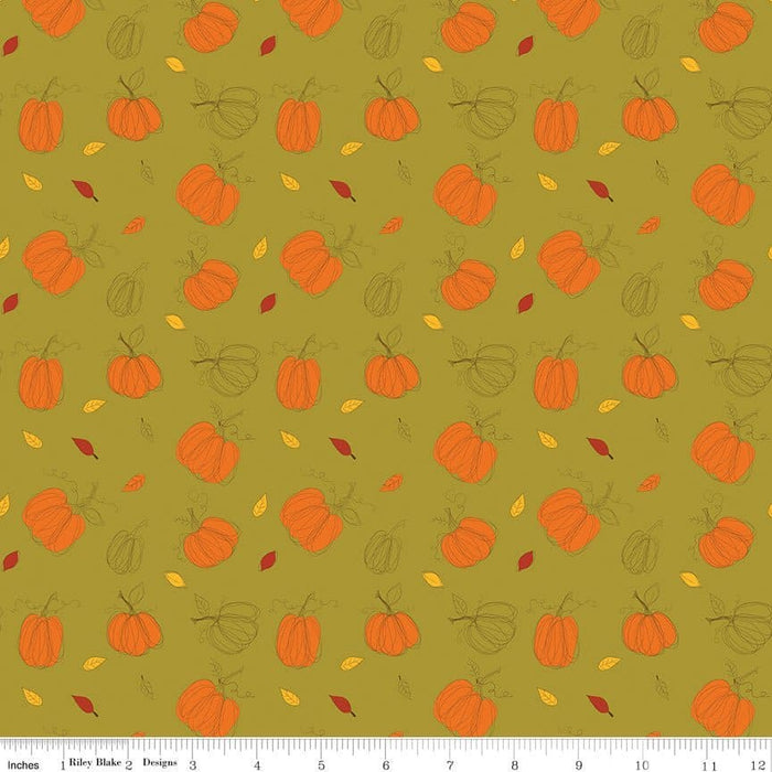 NEW! Adel In Autumn - Main Print - per yard - by Sandy Gervais for Riley Blake Designs - Fall - C10820-OLIVE - RebsFabStash