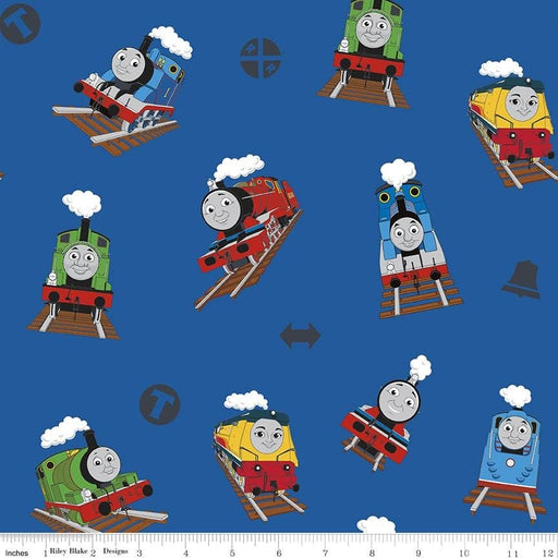 New! All Aboard with Thomas & Friends - Main Blue - Per Yard - Riley Blake Designs - Licensed - Trains - C11000 Blue - RebsFabStash