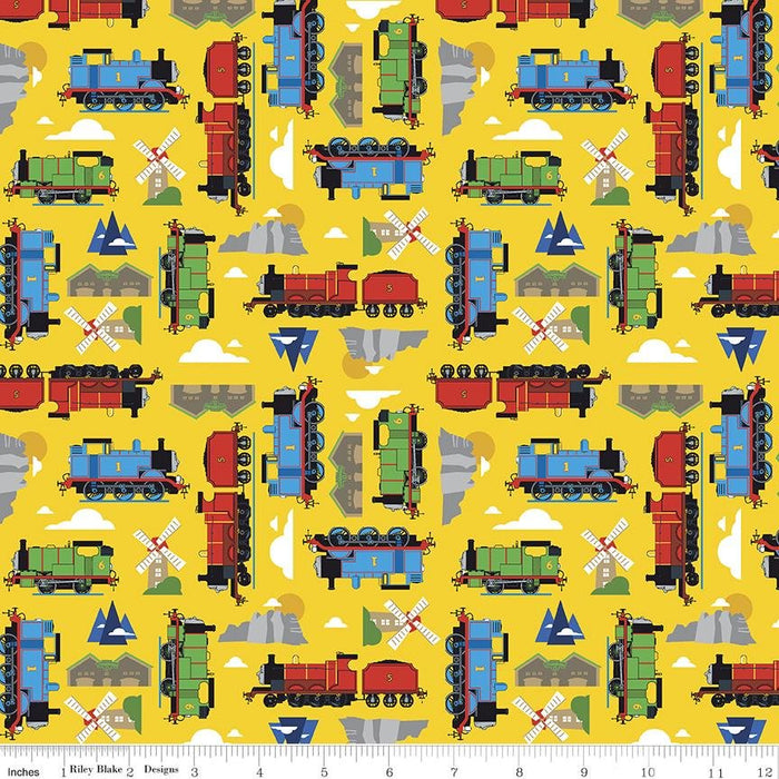 New! All Aboard with Thomas & Friends - Main Yellow - Per Yard - Riley Blake Designs - Licensed - Trains - C11000 Yellow - RebsFabStash