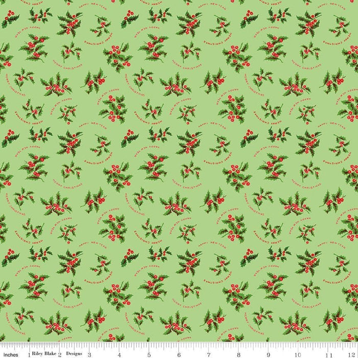 NEW! All About Christmas - White Christmas Holly - per yard -by Janet Wecker Frisch for Riley Blake Designs - Winter - C10800-WHITE - RebsFabStash