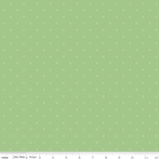 NEW! Bee Cross Stitch - Per Yard - by Lori Holt of Bee in My Bonnet for Riley Blake Designs - Basics, Tonal, Blender - C745 Riley Green - RebsFabStash