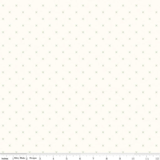 NEW! Bee Cross Stitch - Per Yard - by Lori Holt of Bee in My Bonnet for Riley Blake Designs - Basics, Tonal, Blender - C747 Riley Green Reversed - RebsFabStash