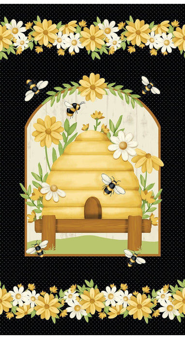 NEW! Bee You! - Bee Hive Panel - Per PANEL - by Shelly Comiskey for Henry Glass - 24" x 43" Panel - Multi - 110P-49 - RebsFabStash