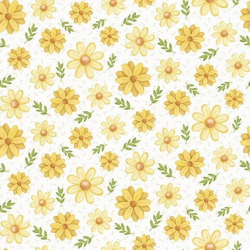 NEW! Bee You! - Tossed Daisies - Per Yard - by Shelly Comiskey for Henry Glass - Floral - Cream - 105-44 - RebsFabStash