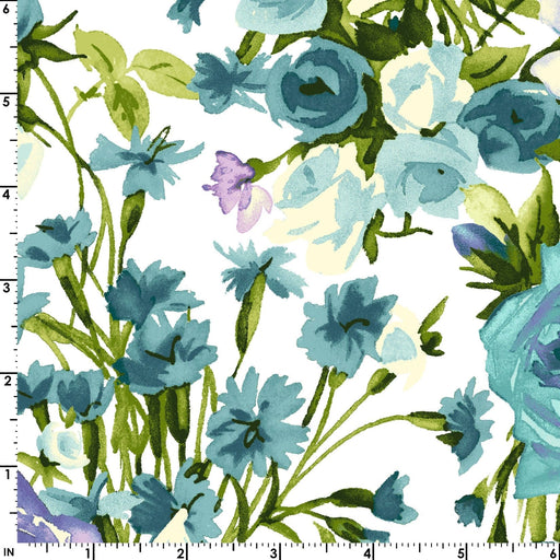 NEW! Bloom On - Large Focal Floral - Per Yard - by Maywood Studio - Aqua - MAS10072-Q - RebsFabStash