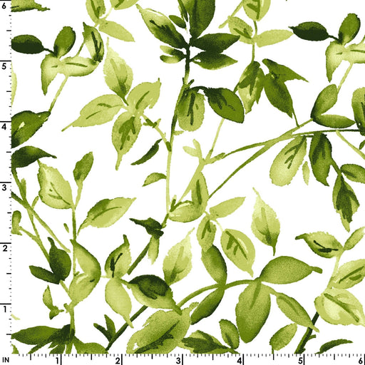NEW! Bloom On - Leaves - Per Yard - by Maywood Studio - Ultra White - MAS10074-UW - RebsFabStash